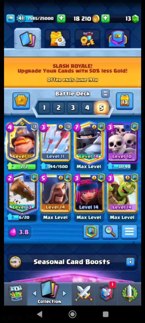 ROYALE LVL40 WITH 17MAXED CARD