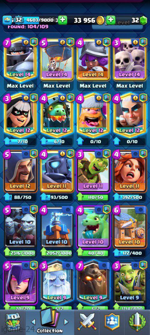 ROYALE LVL32 WITH 4MAXED CARD