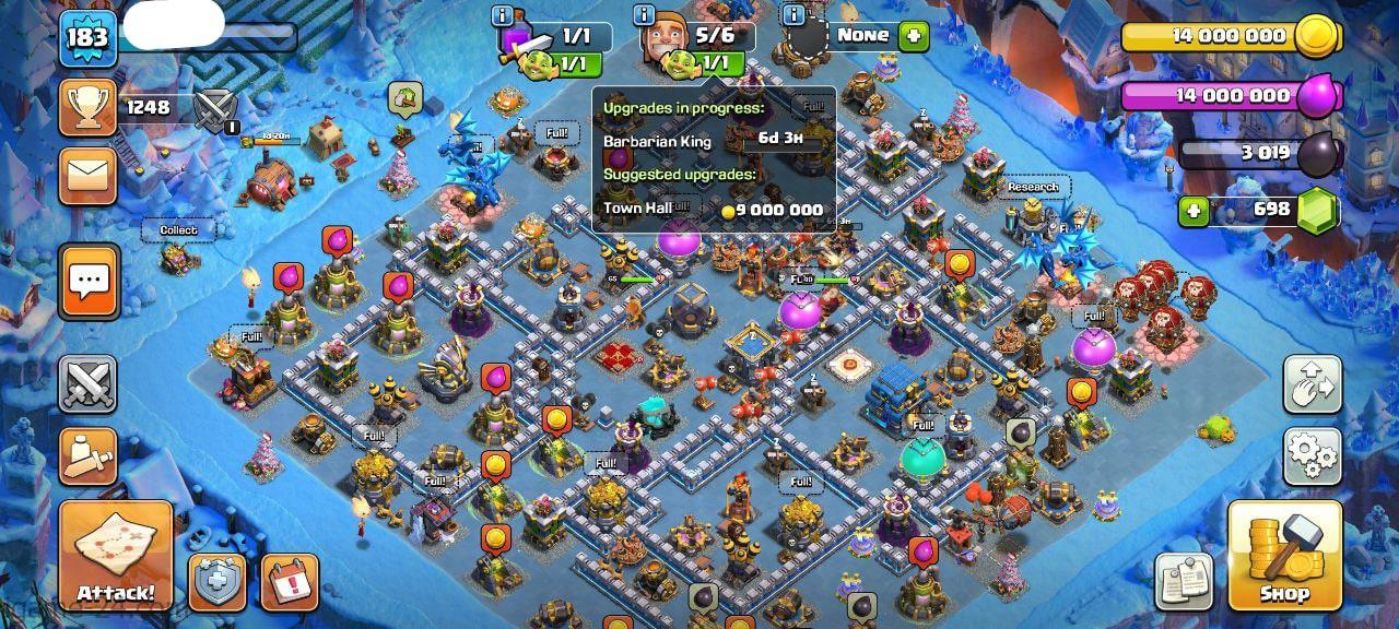 IMG ۲۰۲۳۱۰۱۴ ۱۸۲۵۰۴ min COC TOWN HALL 12 FULLY MAX | LEVEL183 | KB64 AQ65 GW40