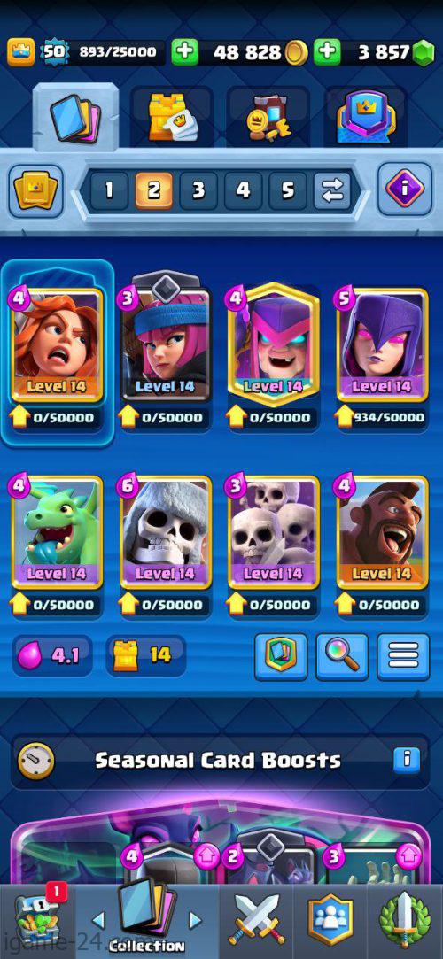 ROYALE LEVEL50 WITH 53MAXED CARD AND 4K GEMS