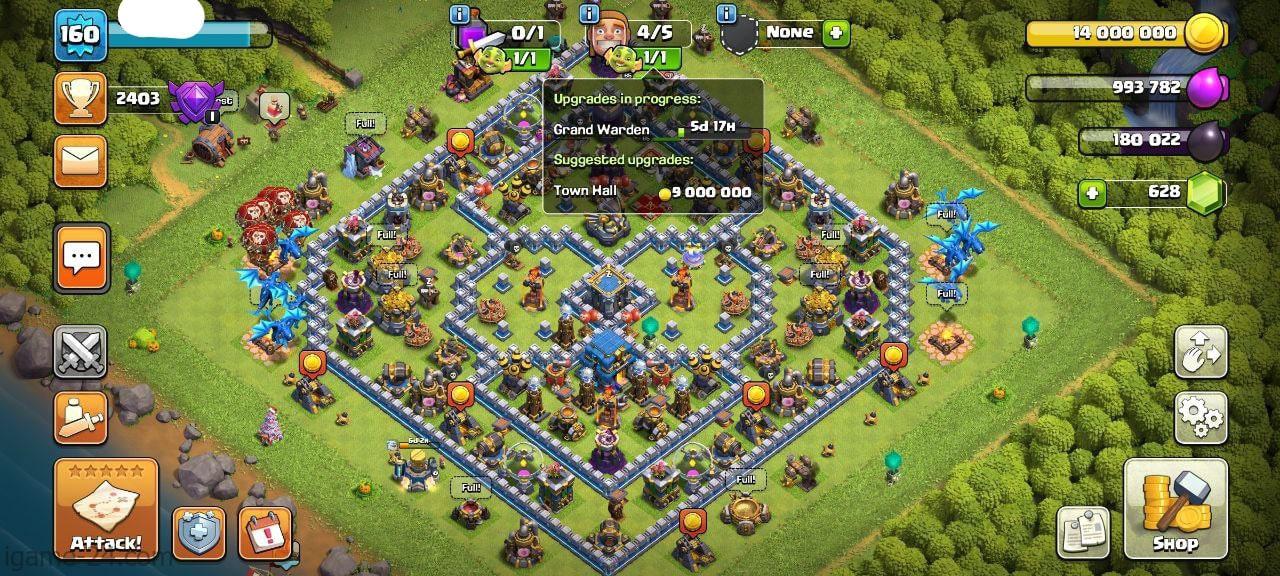 IMG ۲۰۲۳۱۱۰۵ ۱۵۵۸۲۱ min min COC TOWN HALL 12 FULLY MAX | LEVEL160 | KB65 AQ65 GW39