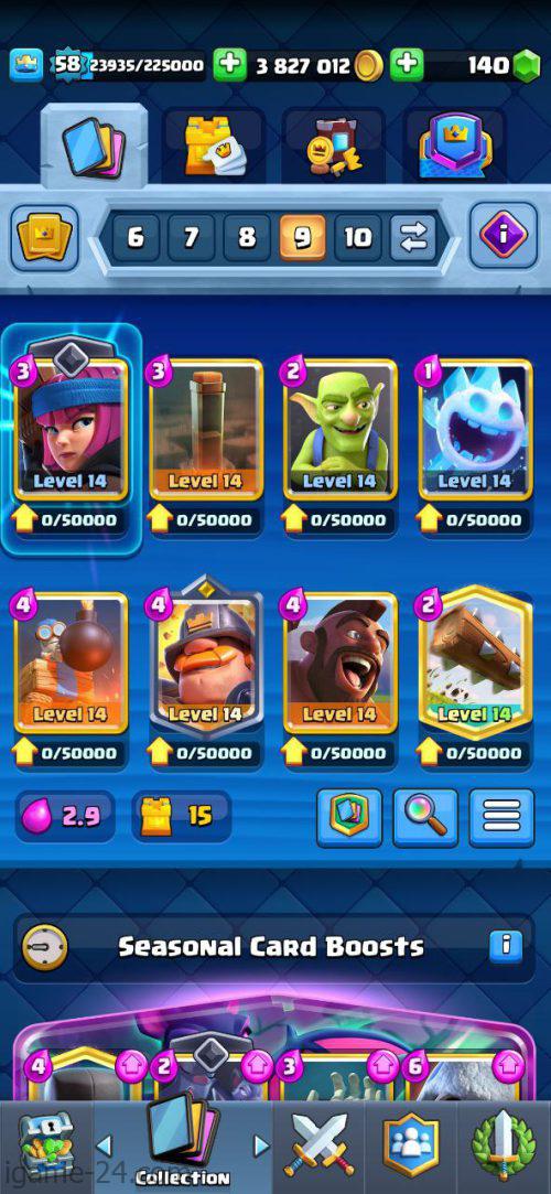 ROYALE LEVEL58 WITH 108MAXED CARD AND 3M GOLD