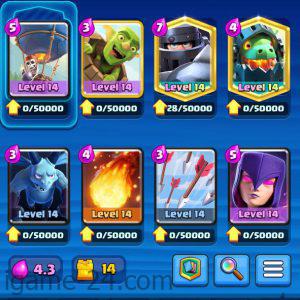 ROYALE LEVEL47 WITH 27MAXED CARD AND 132 EMOTE
