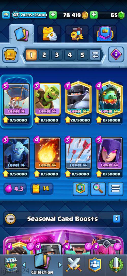 ROYALE LEVEL47 WITH 27MAXED CARD AND 132 EMOTE