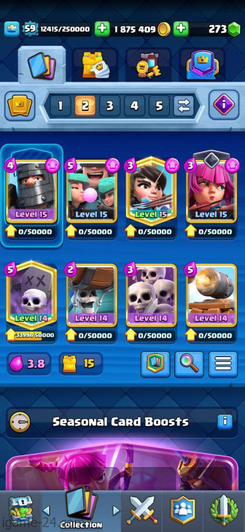 ROYALE LEVEL59 WITH 108MAXED CARD AND 1M GOLD