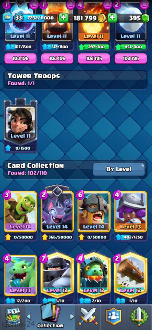 ROYALE LEVEL33 WITH 5MAXED CARD AND 181K GOLD