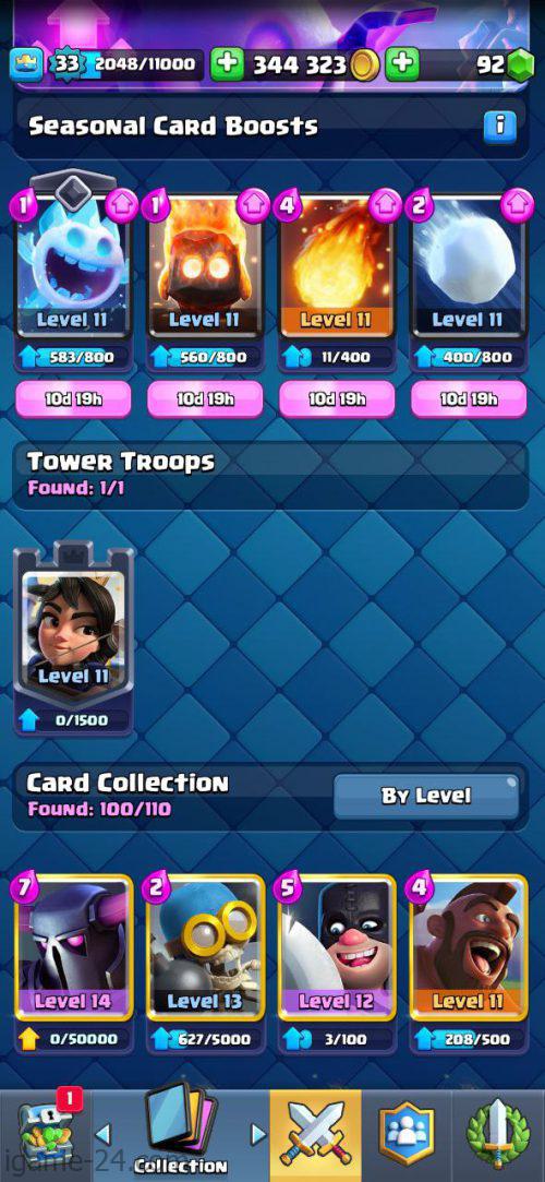 ROYALE LEVEL33 WITH 2MAXED CARD AND 344K GOLD