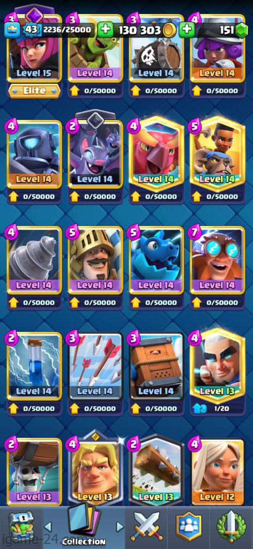 ROYALE LEVEL43 WITH 20MAXED CARD AND 130K GOLD