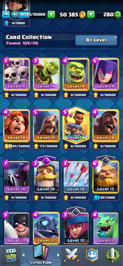 ROYALE LEVEL41 WITH 13MAXED CARD AND 63 EMOTE