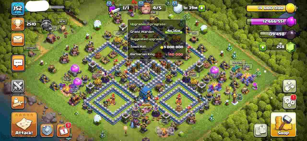 IMG ۲۰۲۴۰۱۱۰ ۱۹۴۴۴۱ min COC TOWN HALL 12 NEAR FULLY MAX | LEVEL152 | KB58 AQ65 GW37