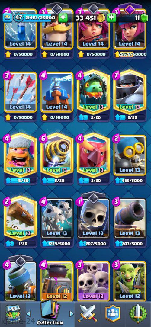ROYALE LEVEL47 WITH 36MAXED CARD AND 96 EMOTE