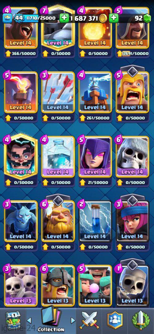 ROYALE LEVEL44 WITH 31MAXED CARD AND 1M GOLD