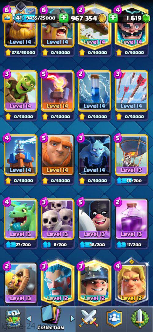 ROYALE LEVEL41 WITH 22MAXED CARD AND 967K GOLD