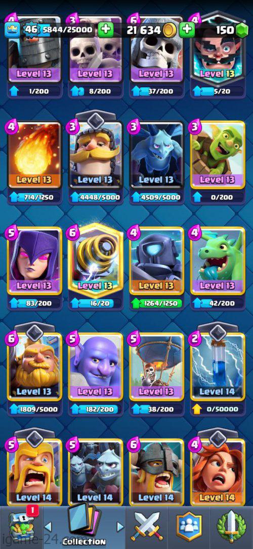 ROYALE LEVEL46 WITH 26MAXED CARD AND 21K GOLD