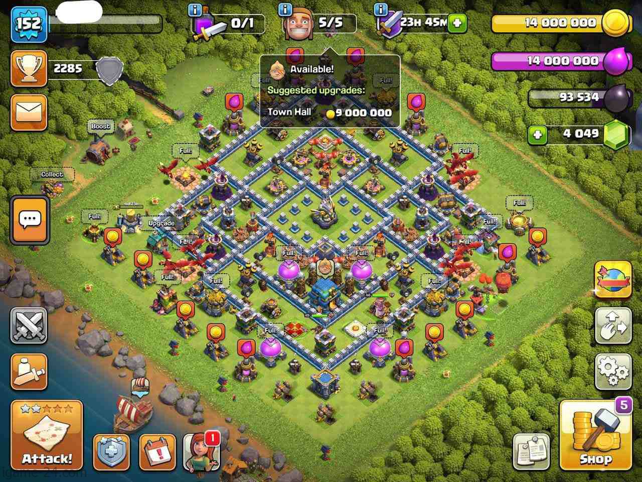 IMG ۲۰۲۴۰۸۰۶ ۱۱۱۸۵۶ min COC TOWN HALL 12 FULLY MAX WITH 4K GEMS | LEVEL152 | KB65 AQ65 GW40